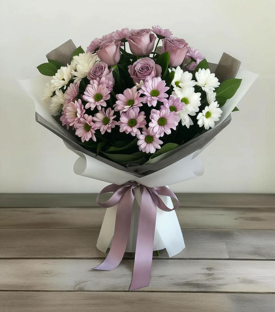 Букет цветов из: Хризантемы и Розы в Юрге