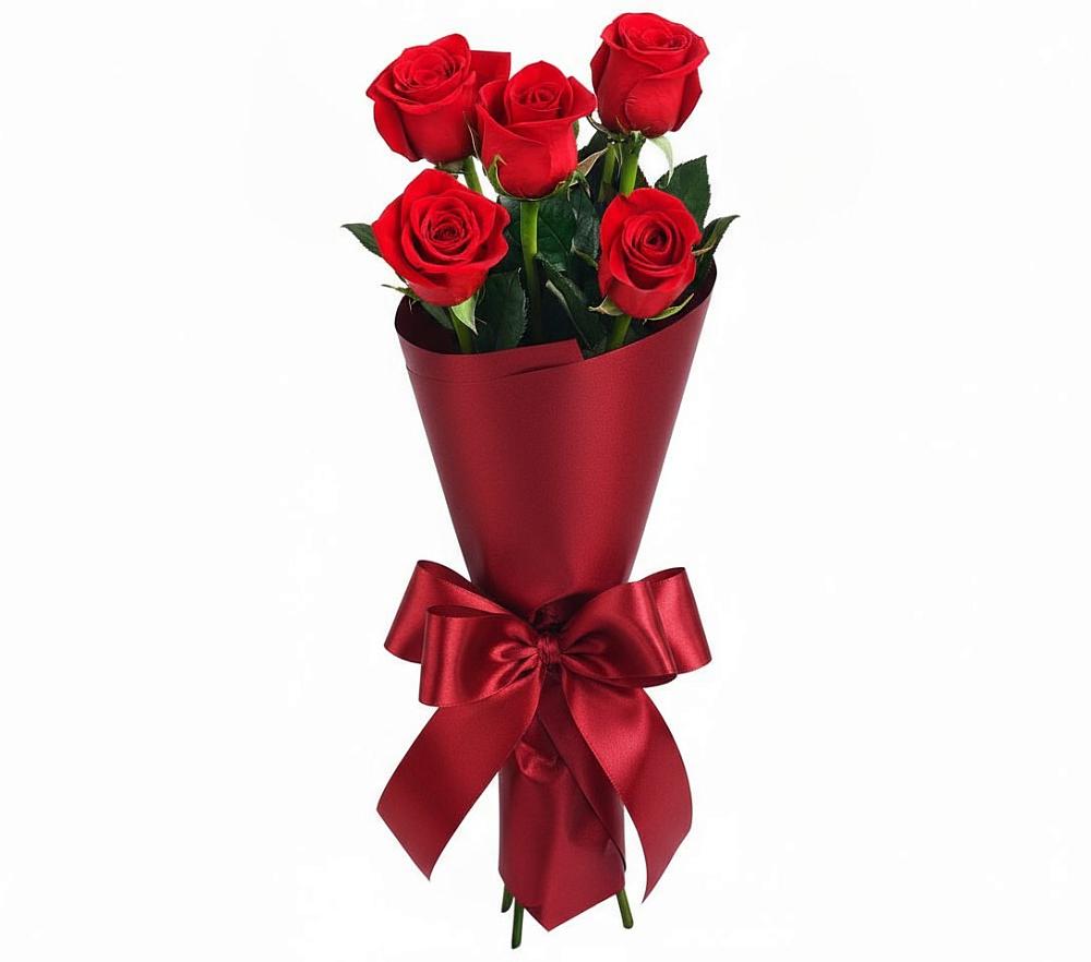 Букет 5 Красных роз Эдлесс Лав в Юрге