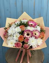 Букет цветов из:  Розы, Герберы и Хризантемы в Юрге