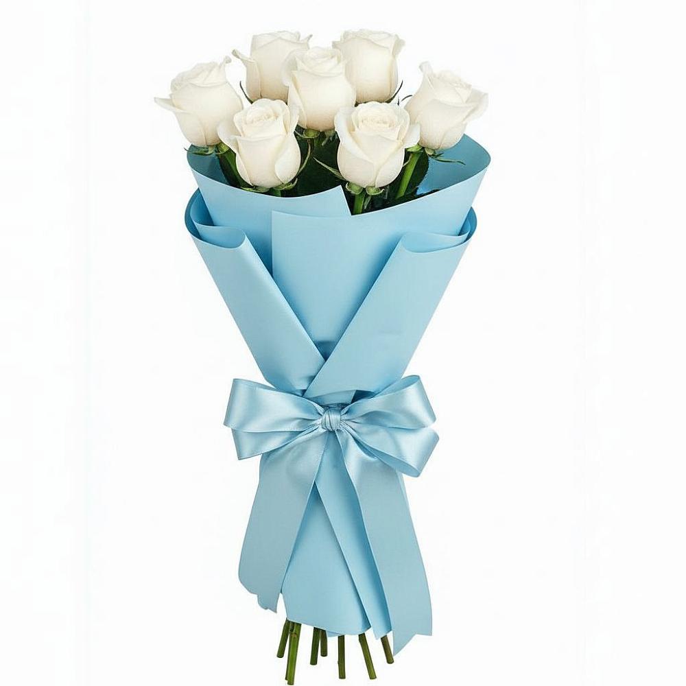 Букет 7 белых роз Проуд в Юрге