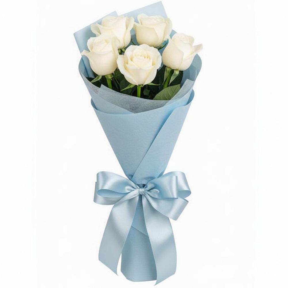 Букет 5 Белых роз Проуд в Юрге