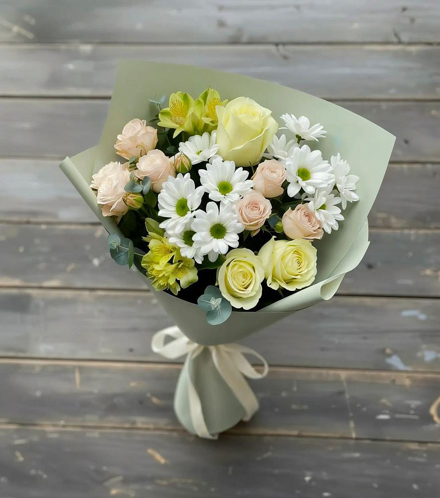 Букет цветов из: Альстромерии, Розы и Хризантемы в Юрге