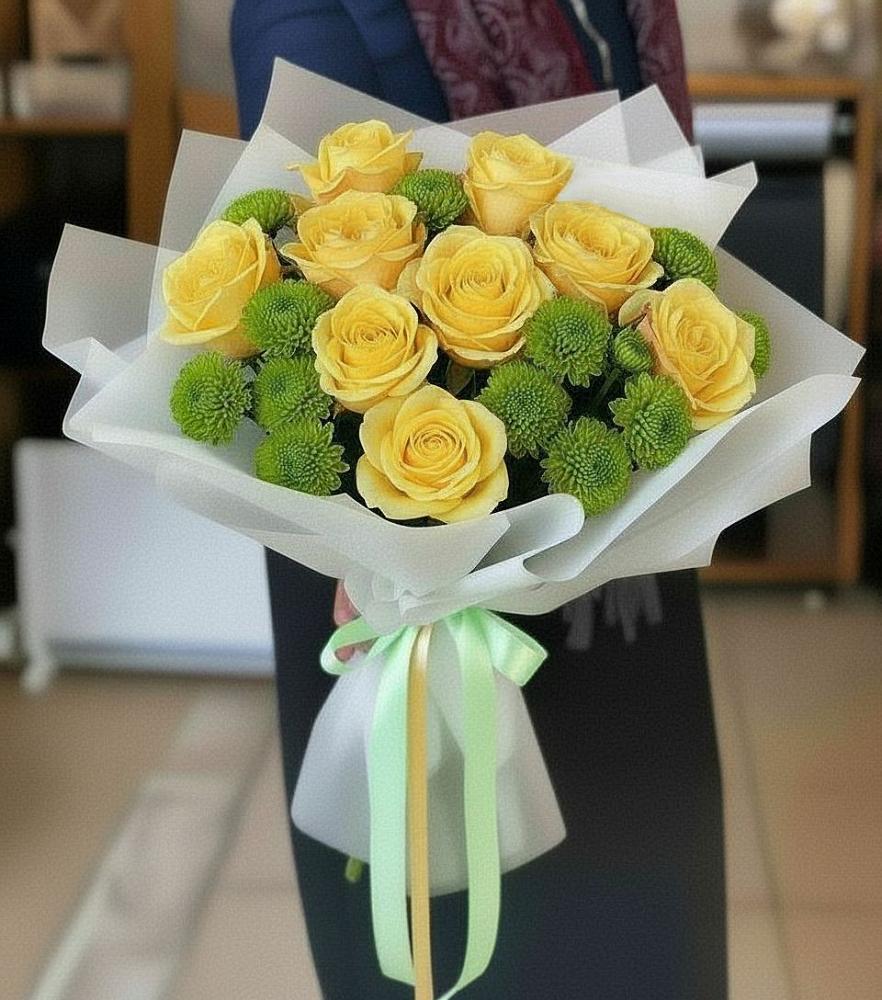 Букет цветов из: Хризантемы и Розы в Юрге