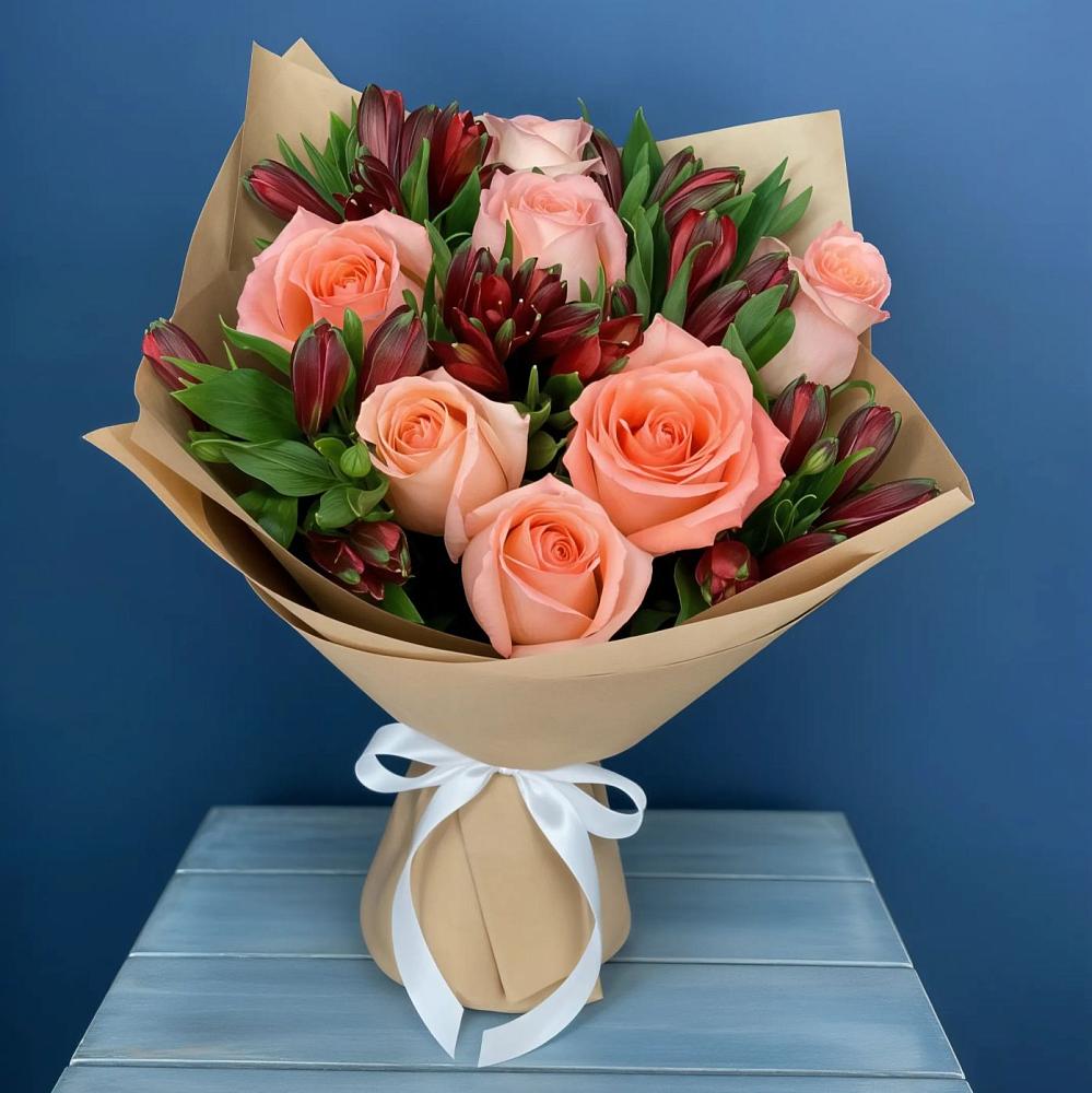 Букет цветов из: Розы и Альстромерии в Юрге