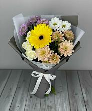 Букет цветов из:  Розы, Герберы и Хризантемы в Юрге