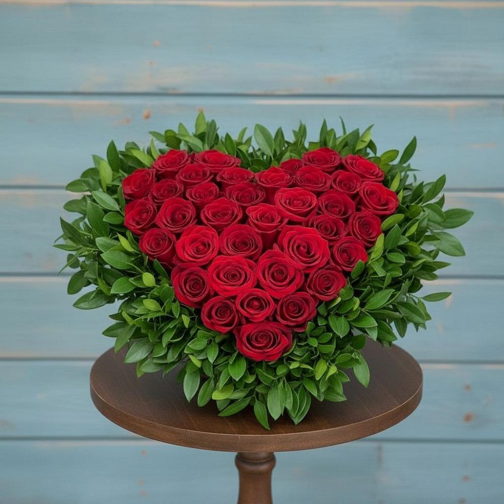 Цветочная композиция из Розы в виде сердца в Юрге