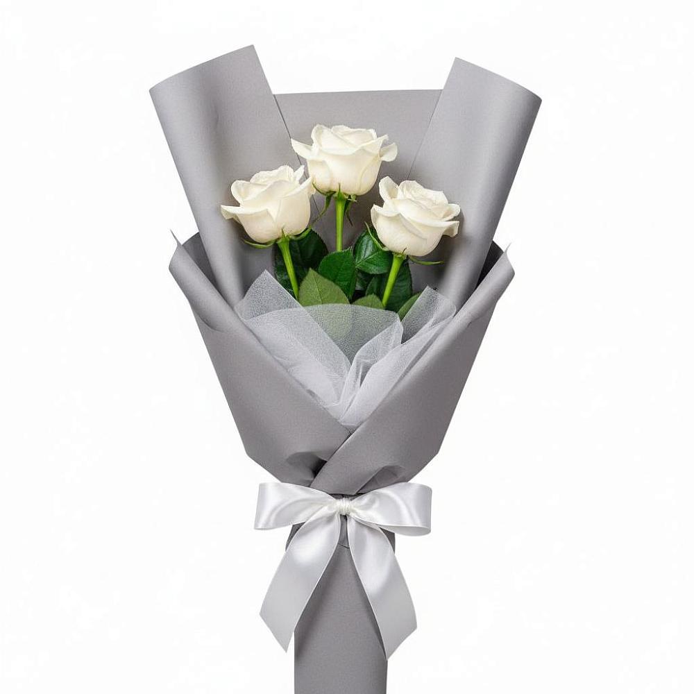 Букет 3 белые розы в Юрге