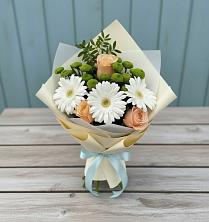 Букет цветов из:  Герберы, Розы и Хризантемы в Юрге